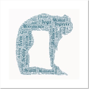 Yoga Excercise in Form Silhouette Shape Text Word Cloud Posters and Art